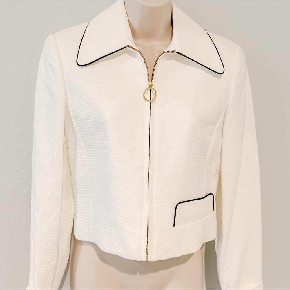 White jacket blazer with black trim